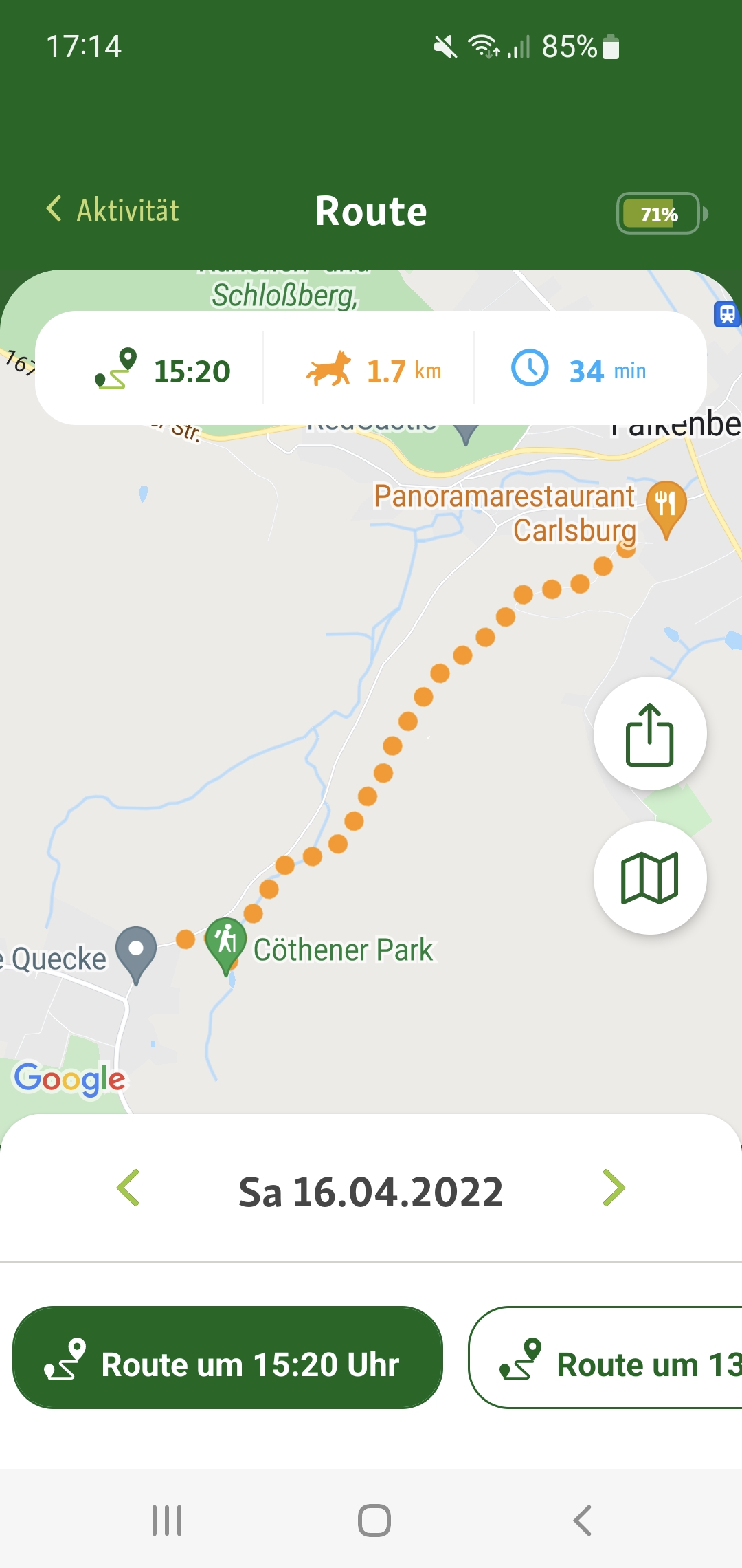 Fressnapf-GPS-Tracker-App: Route