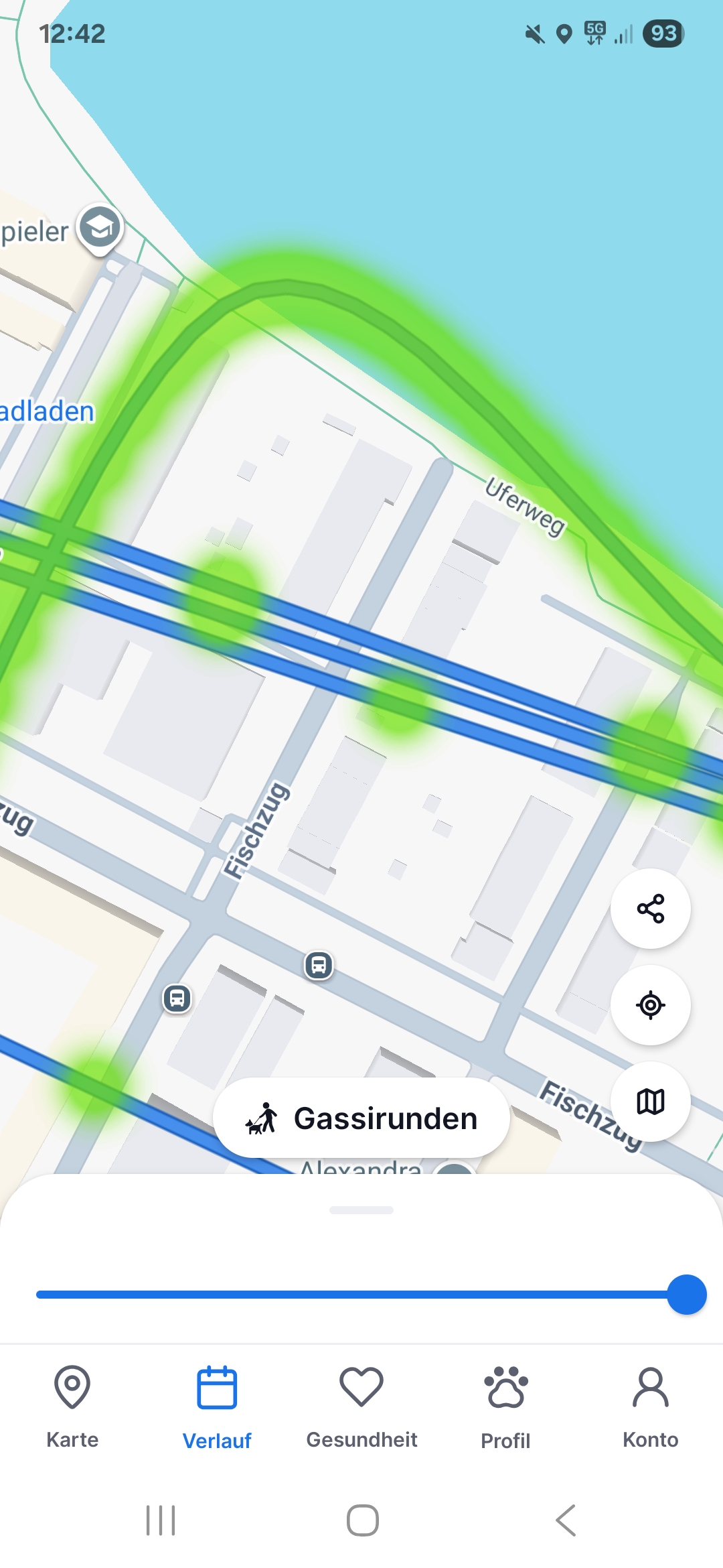 Tractive-GPS-Tracker-App: Verlauf